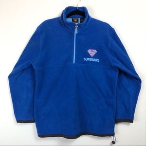 Super Girl Blue Quarter Zip Fleece Pullover M